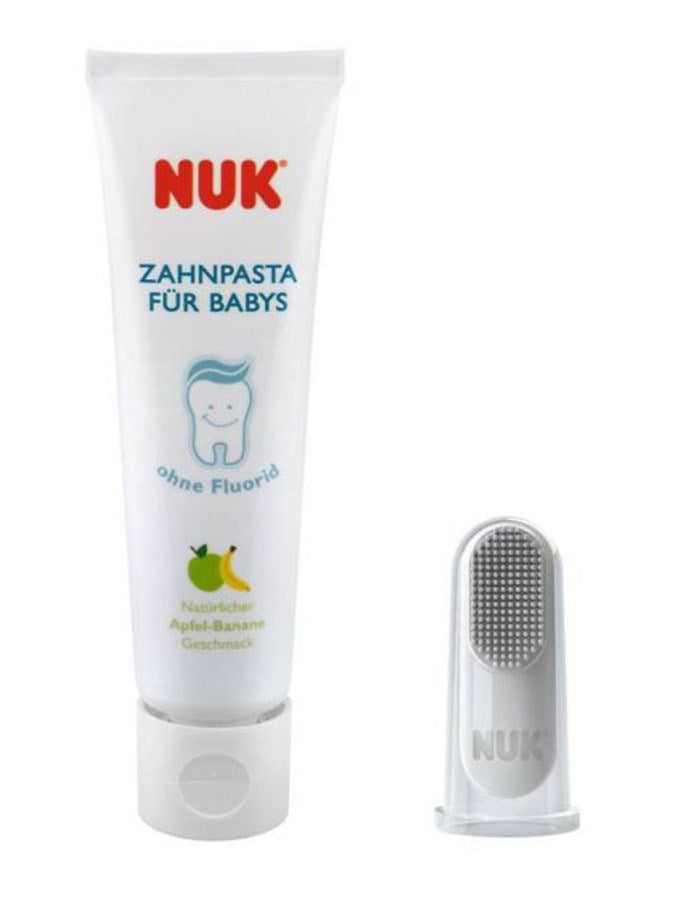 Gyermek fogkrém és ujjra húzható fogkefe NUK
