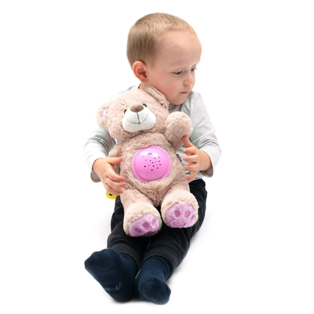 Plüss szundibarát maci projektorral Baby Mix kék