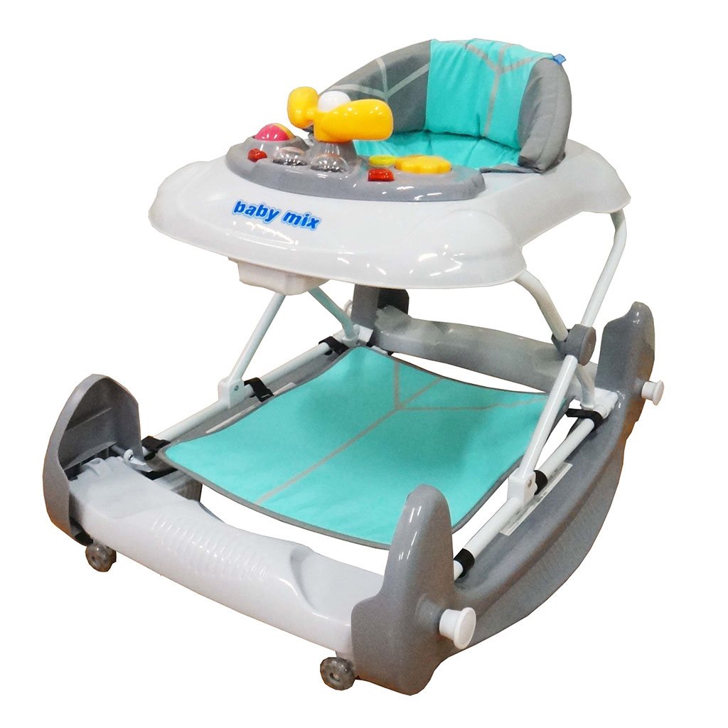 Gyerek bébikomp hintával szilikon kerekek Baby Mix mint