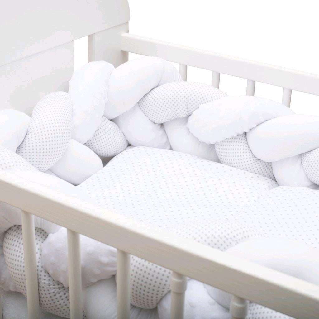 Védő fonott rácsvédő kiságyba New Baby Minka és pöttyök szürke