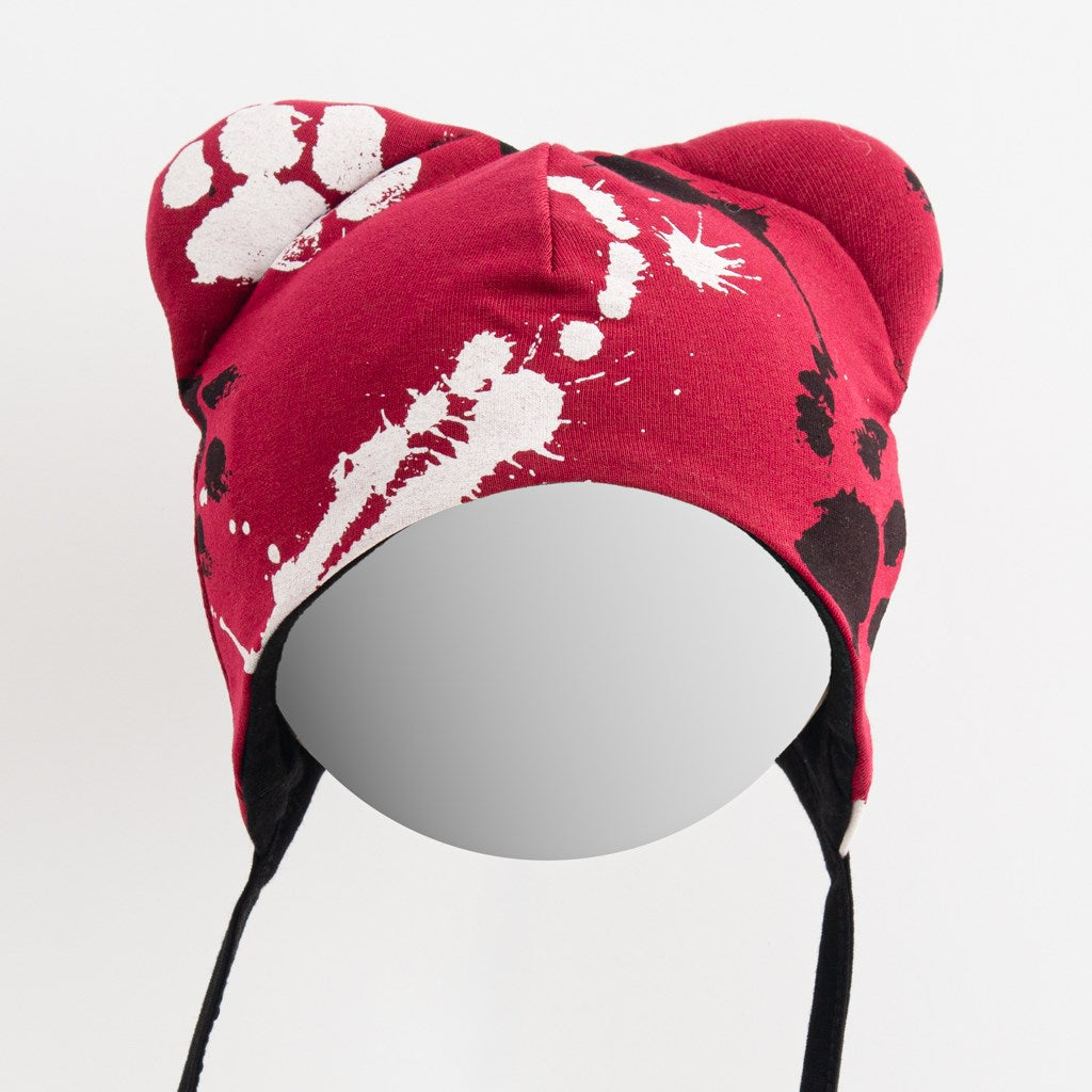 Baba pamut sapka fülekkel New Baby mancsát sötét rózsaszín