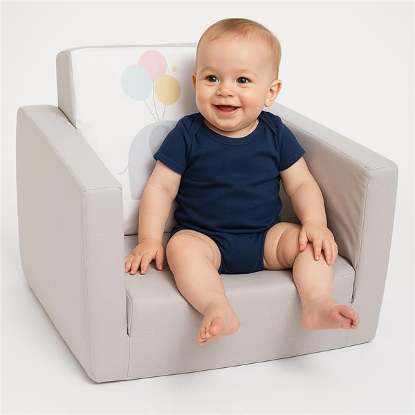 Gyermek kihajtható fotel New Baby Elephant szürke