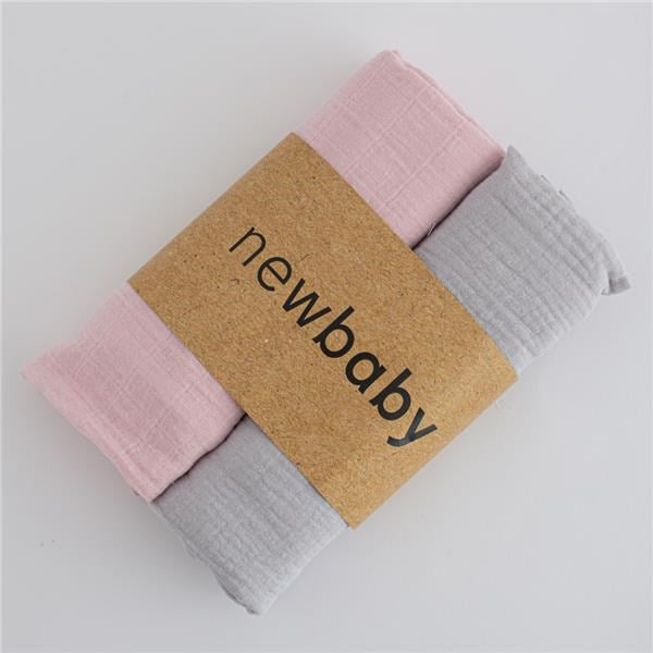 Muszlin pelenkák New Baby 60x80 cm 2 db rózsaszín, szürke