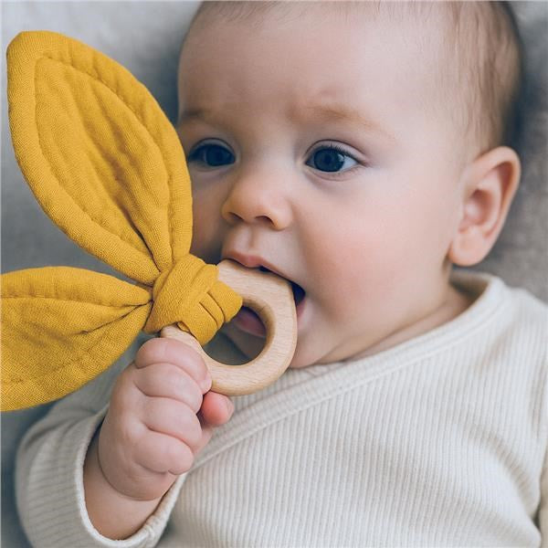 Baba rágóka madárral New Baby Bird mustard