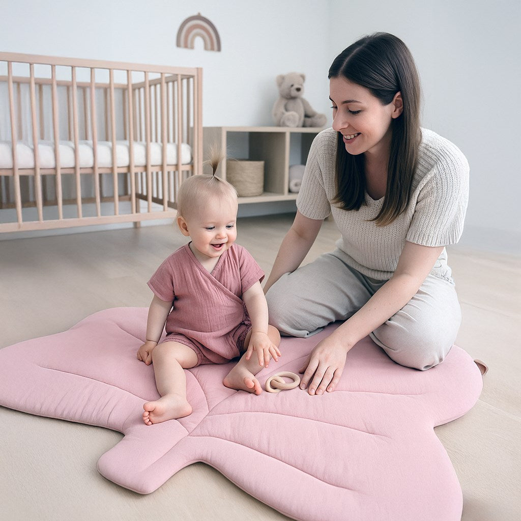 Gyermek muszlin alátét New Baby Maple Leaf pink