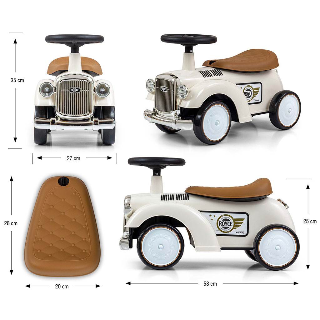 Zenélő bébitaxi Milly Mally Royce fehér