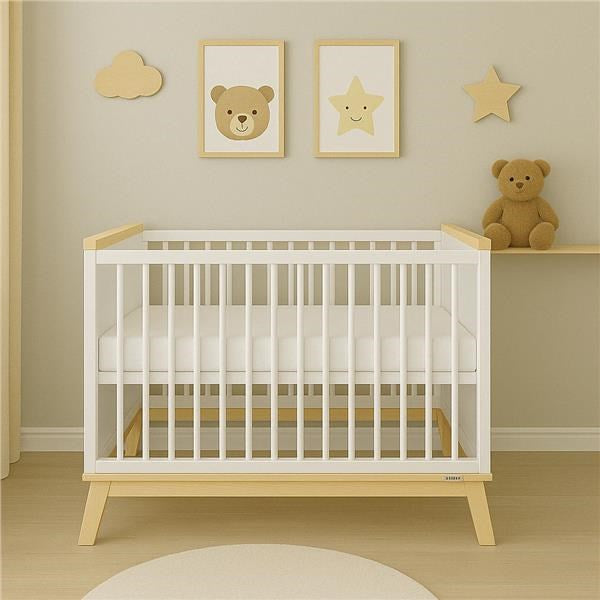 Gyerekágy leesésgátlóval New Baby MARCUS 120x60 cm fehér/természetes