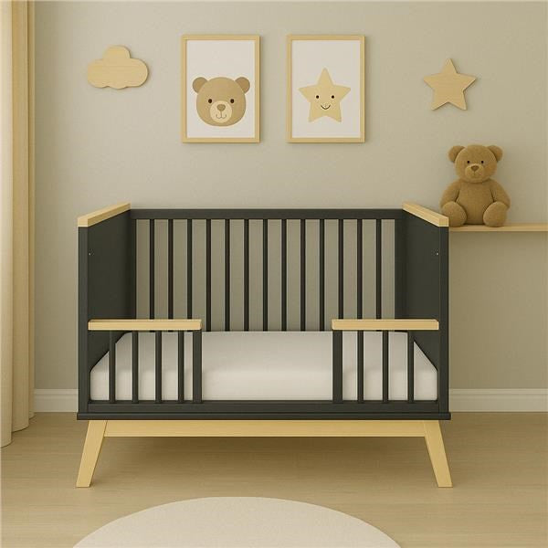 Gyerekágy leesésgátlóval New Baby MARCUS 120x60 cm grafit/természetes