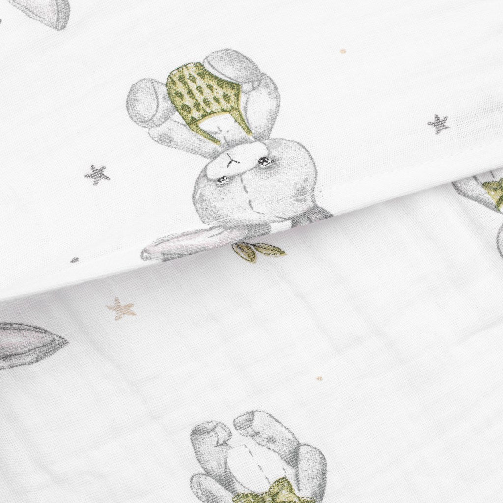 Muszelin Baba párna huzat- ék alakú New Baby STANDARD 30x37 cm bunny