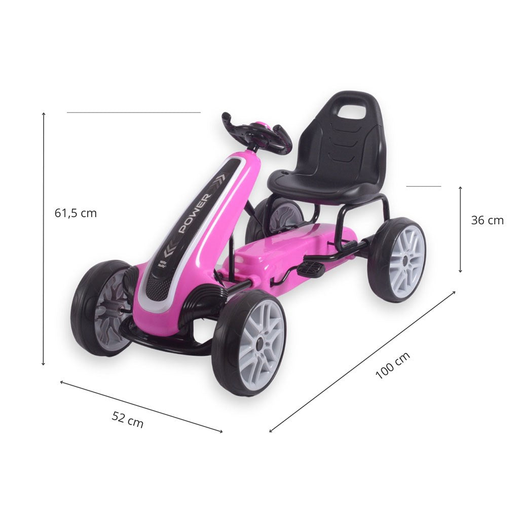 Go-kart Milly Mally Power pedálos gyerek gokart rózsaszín