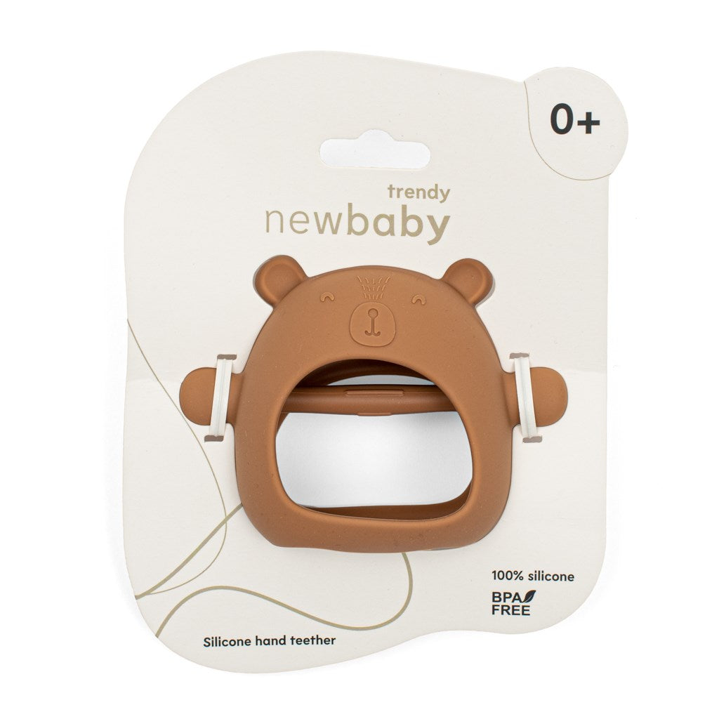 Szilikon kézi rágóka maci New Baby karamellbarna