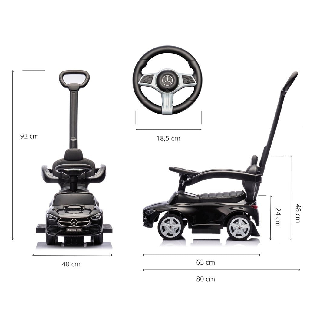 Bébitaxi tolókarral MERCEDES C-Class Deluxe Milly Mally Black