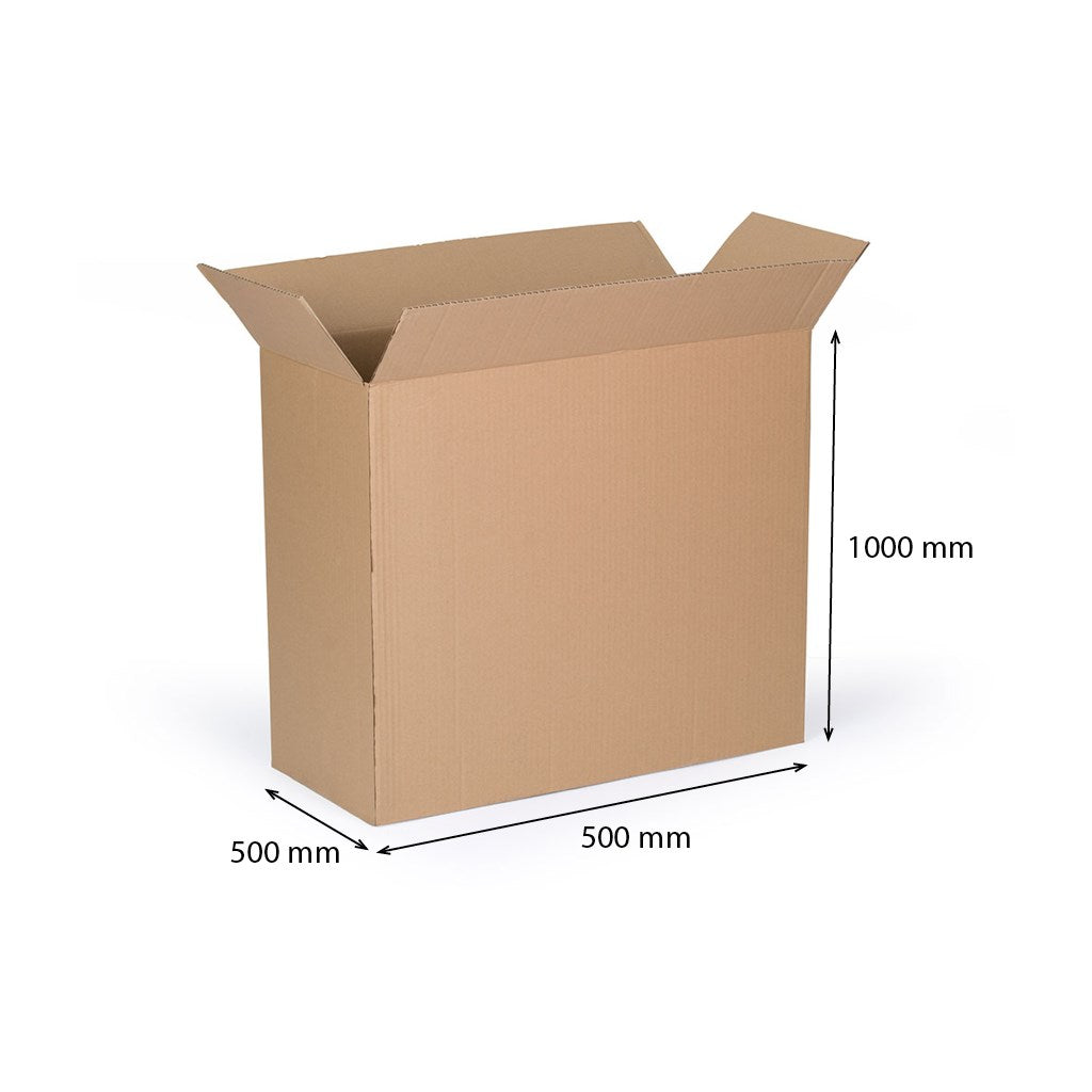 Kartondoboz lehajtható fedéllel 500x500x1000 mm ötrétegű