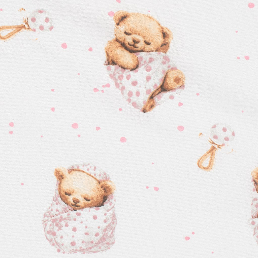 Pamut babakocsihoz való lepedő pamut New Baby Sweet teddy bear 35x75 cm pink