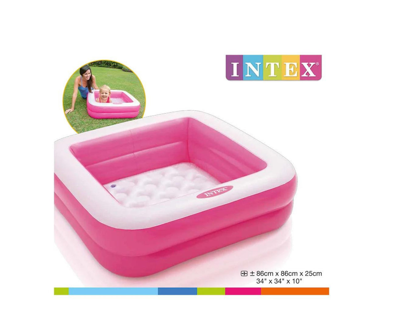 Intex 57100NP zuhanytálca doboz 86cm x 86cm x 25cm rózsaszín