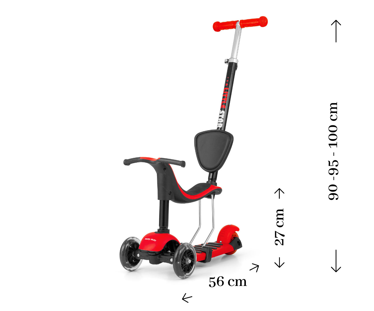 Milly Mally Ride On/Scooter 3in1 Little Star Piros