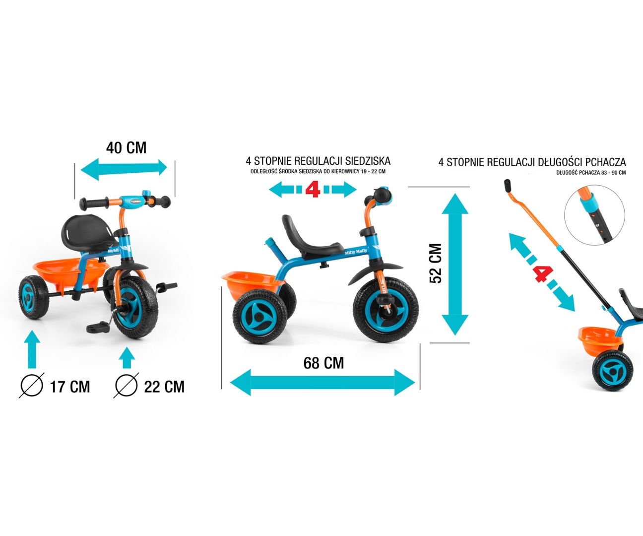 Milly Mally tricikli Turbo kék-zöld