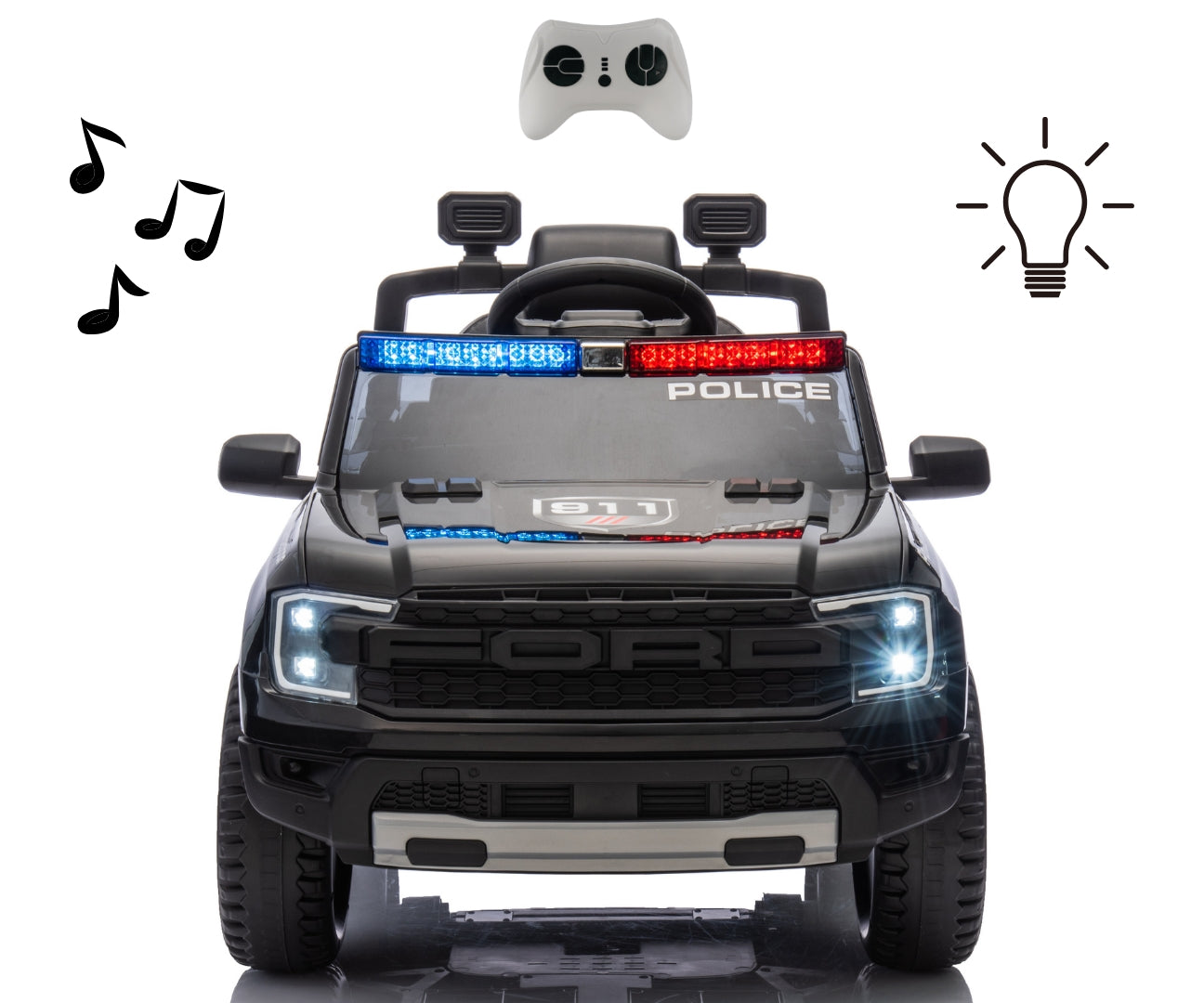 Ford Ranger rendőrségi fekete akkumulátoros jármű