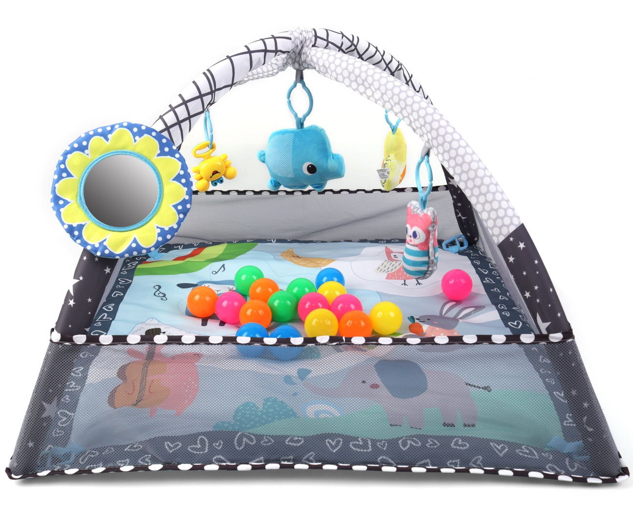 TinyMini JL652-1A 2 az 1-ben játszókarám labdákkal