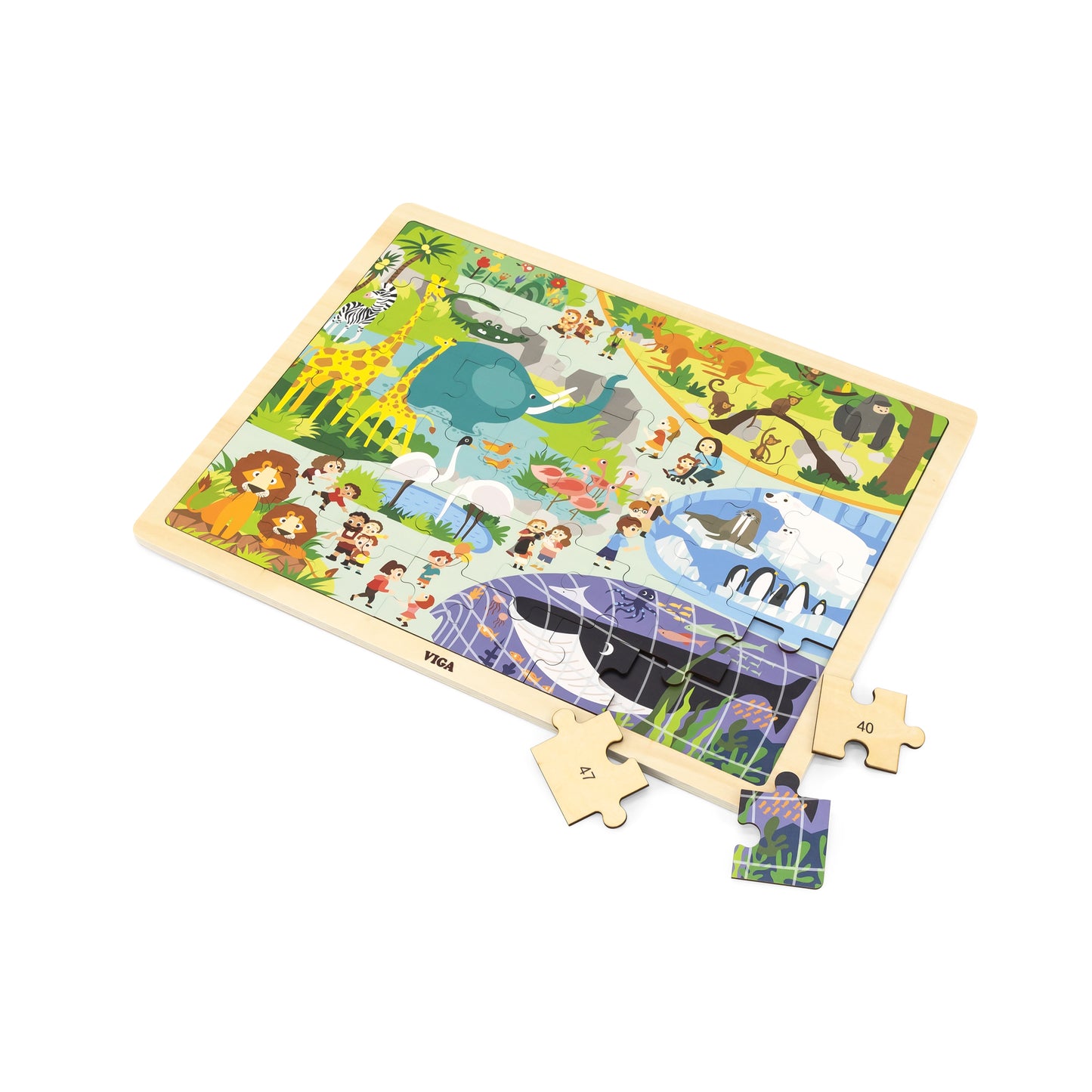 Viga 44587 Puzzle egy jegyzettömbben 48 darabos - ismerkedés az állatkerttel