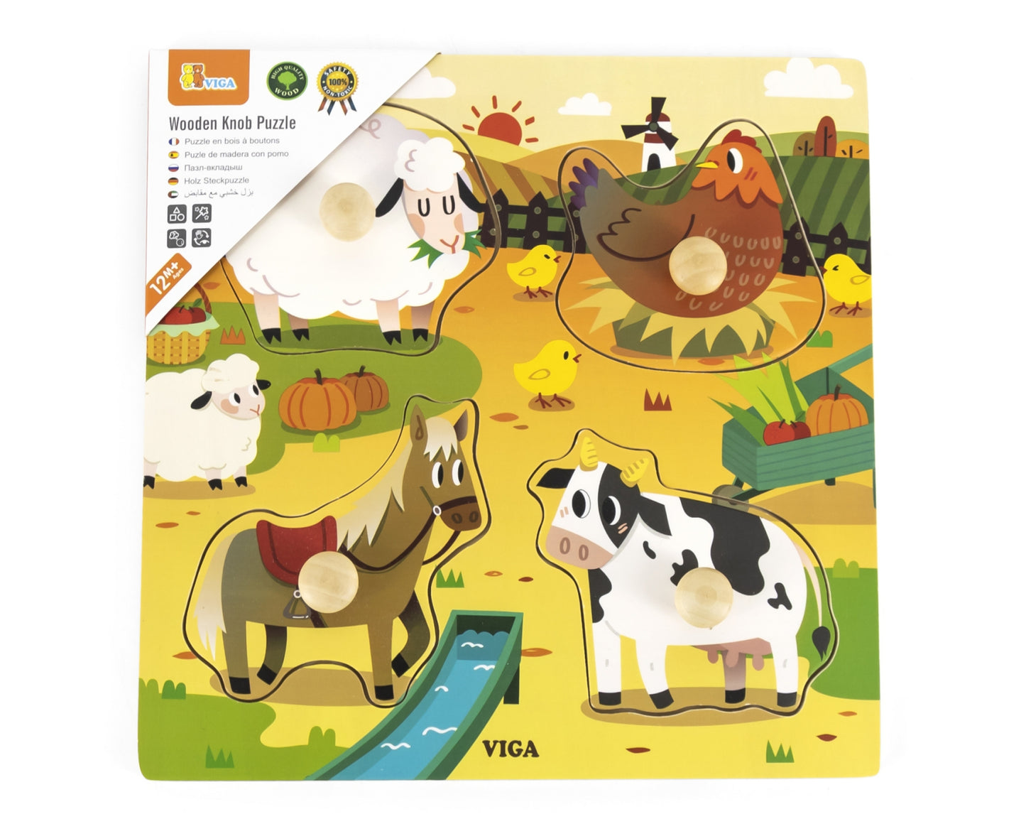 Viga 44592 Puzzle fogantyúkkal - Farm