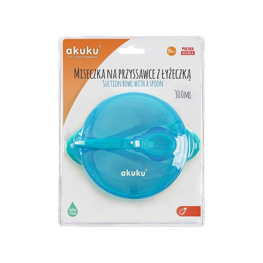 Dětská miska s přísavkou a se lžičkou Akuku modrá