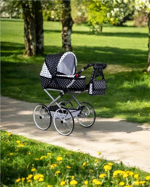 Játék Retro babakocsi 2az1-ben New Baby Natálka fehér - fekete