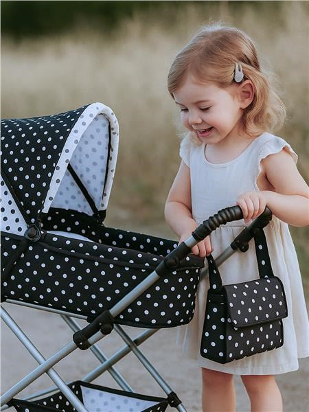 Játék Retro babakocsi 2az1-ben New Baby Natálka fehér - fekete