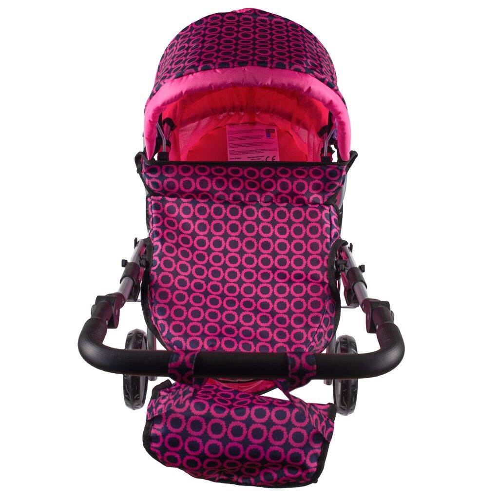 Játék mély babakocsi Playto Viola rószaszín-fekete