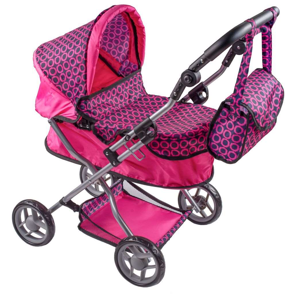 Játék mély babakocsi Playto Viola rószaszín-fekete