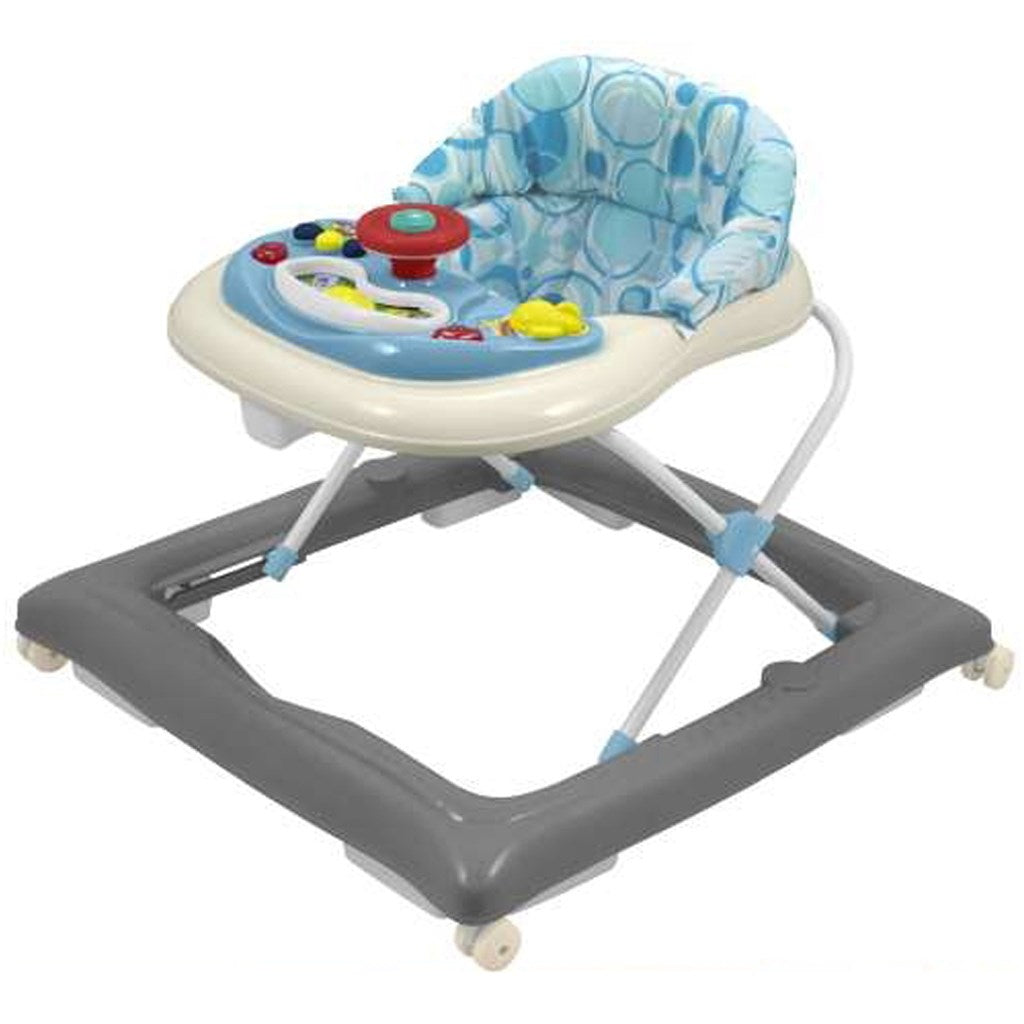 Gyerek bébikomp Baby Mix kormánykerékkel szilikon kerekek szürke krémszín