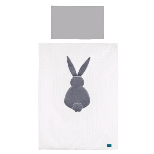 3-részes ágyneműgarnitúra Belisima Nyuszi 100/135 fehér-szürke