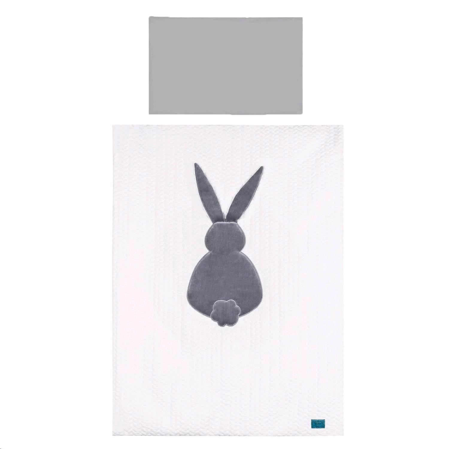 6-részes ágyneműhuzat Belisima Nyuszi 90/120 fehér-szürke