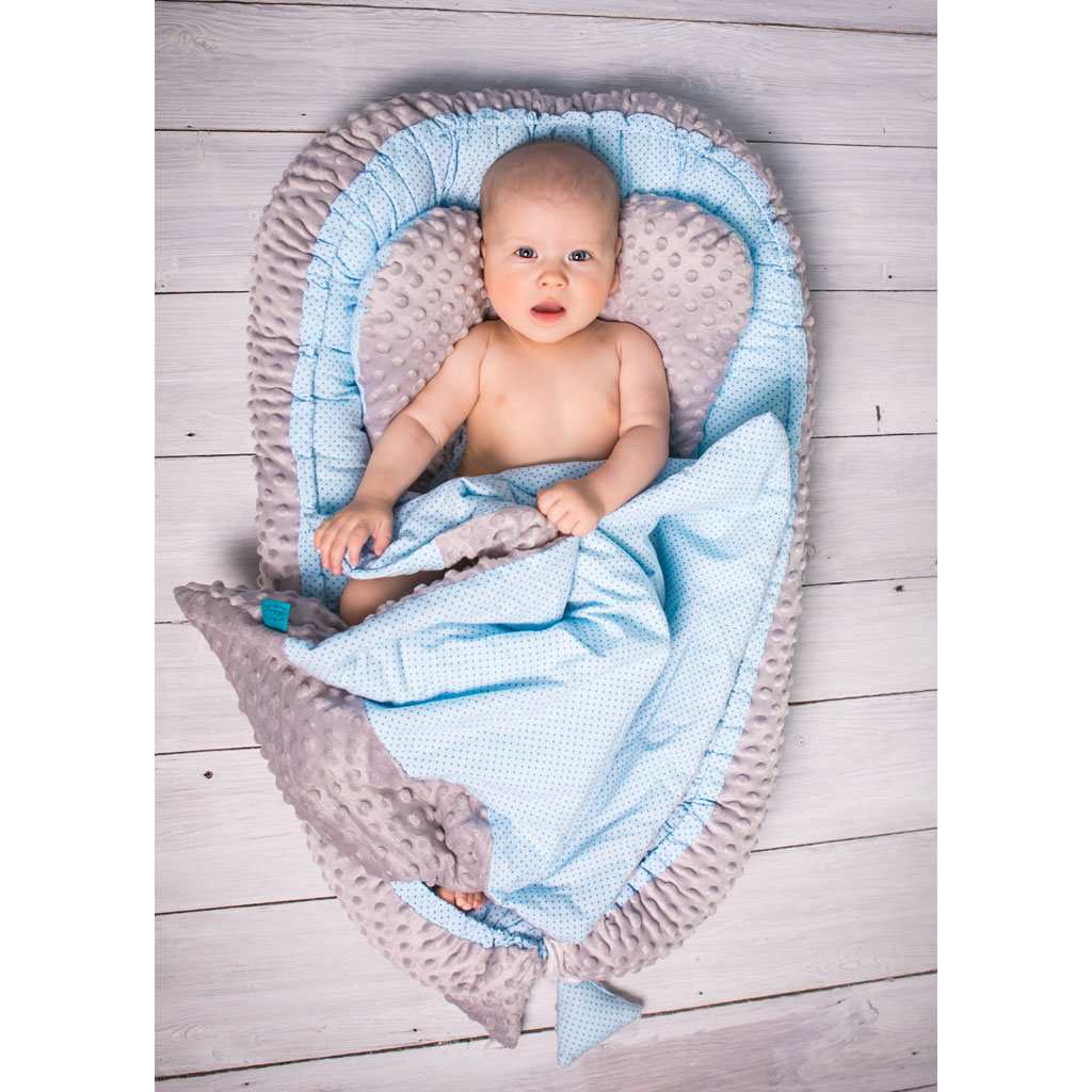 Babafészek paplannal kisbabák számára Minky Sweet Baby Belisima kék
