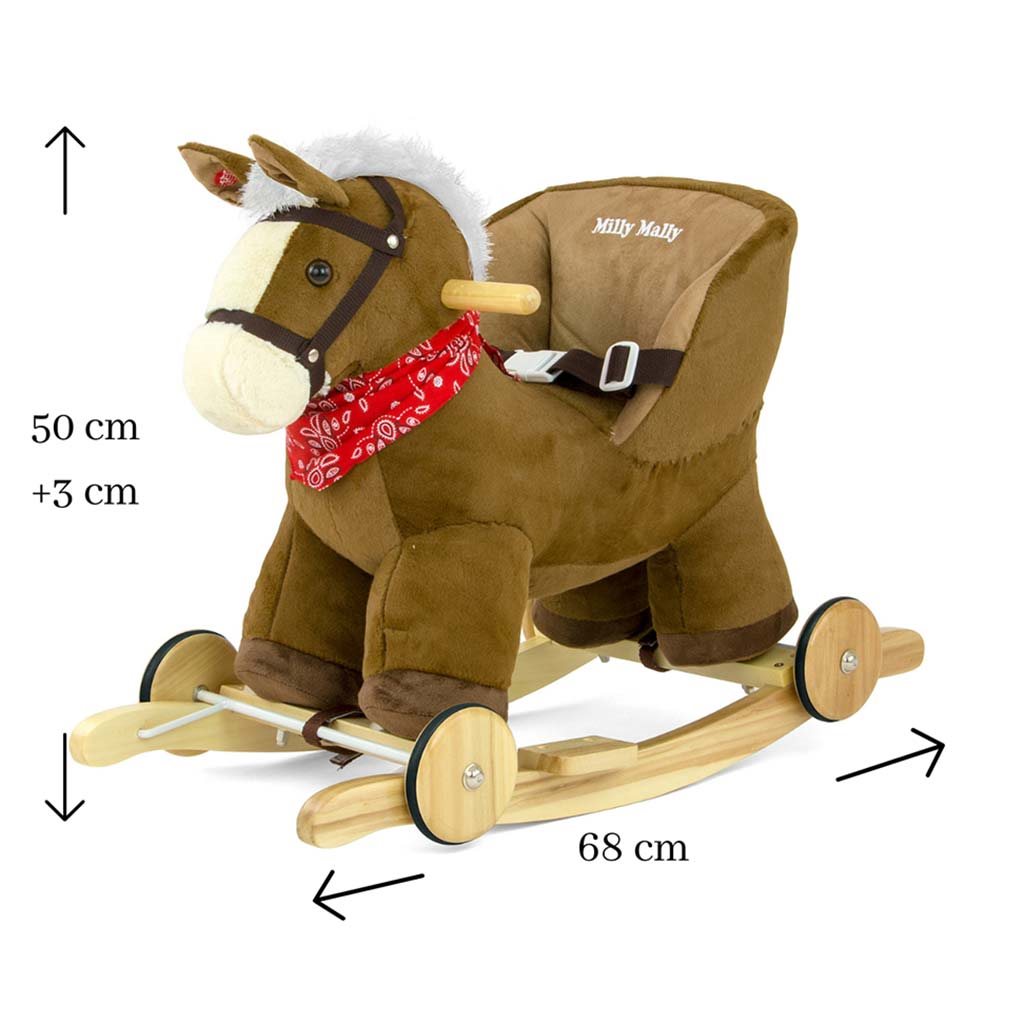 Hintaló dallammal és kerekekkel Milly Mally Polly barna