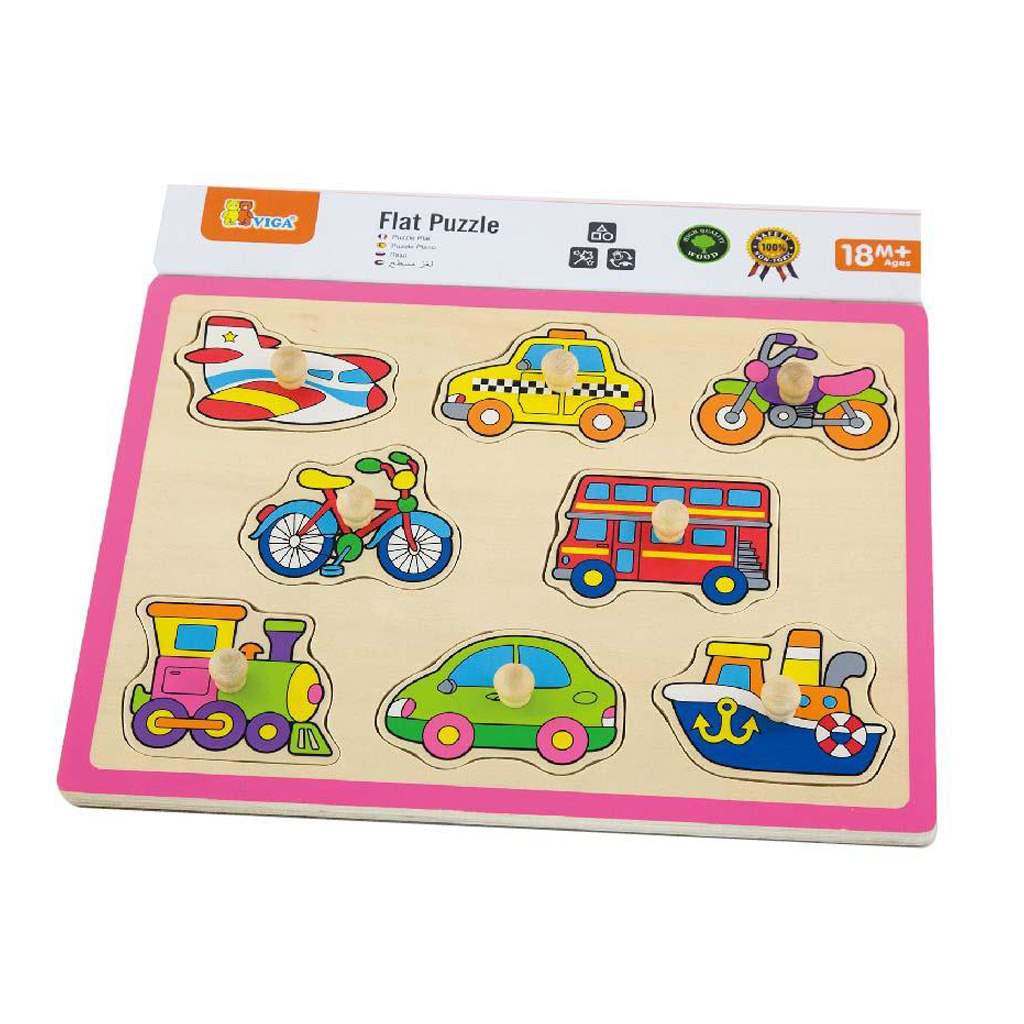 Gyerek fa puzzle fogantyúval Viga Jármű
