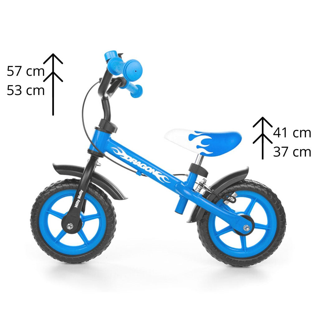 Gyerek futóbicikli Milly Mally Dragon fékkel kék