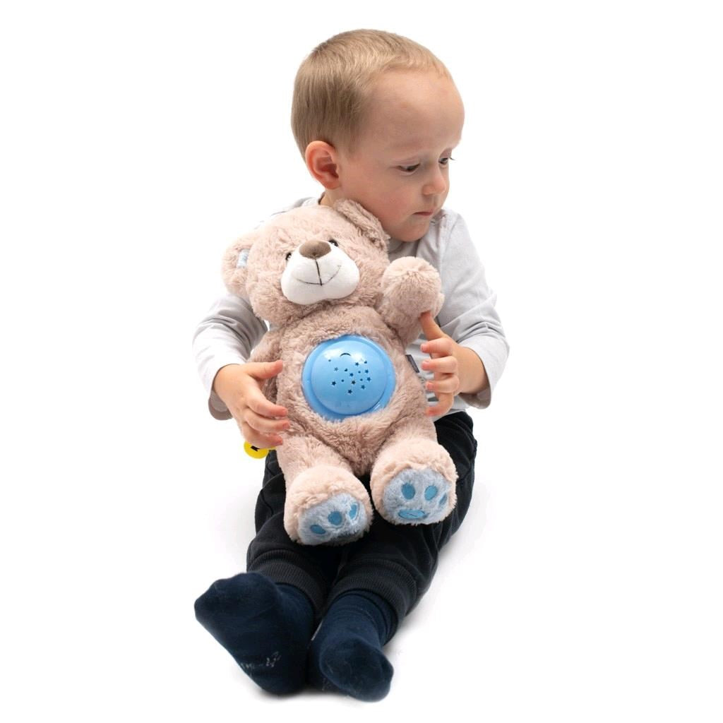 Plüss szundibarát maci projektorral Baby Mix rózsaszín