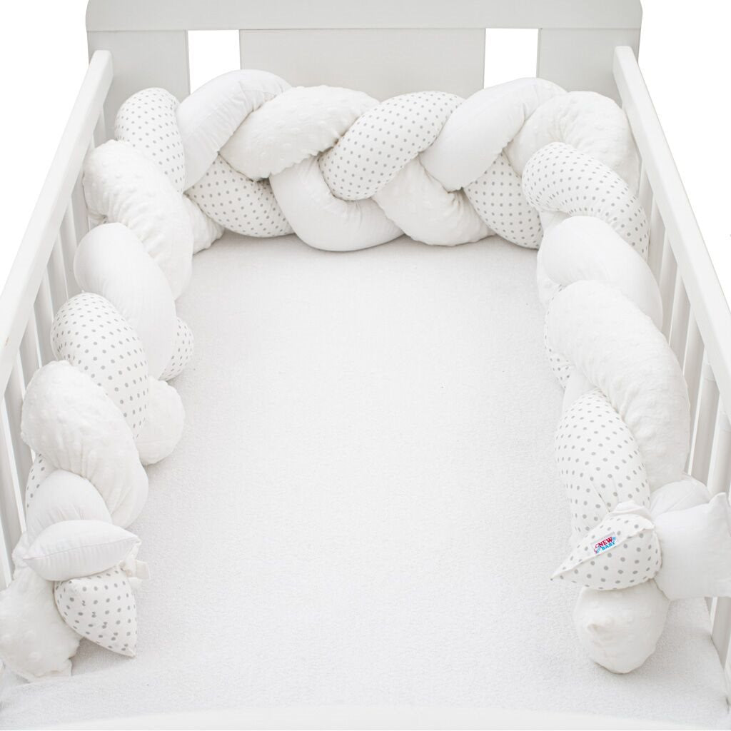 Védő fonott rácsvédő kiságyba New Baby Minka és pöttyök szürke