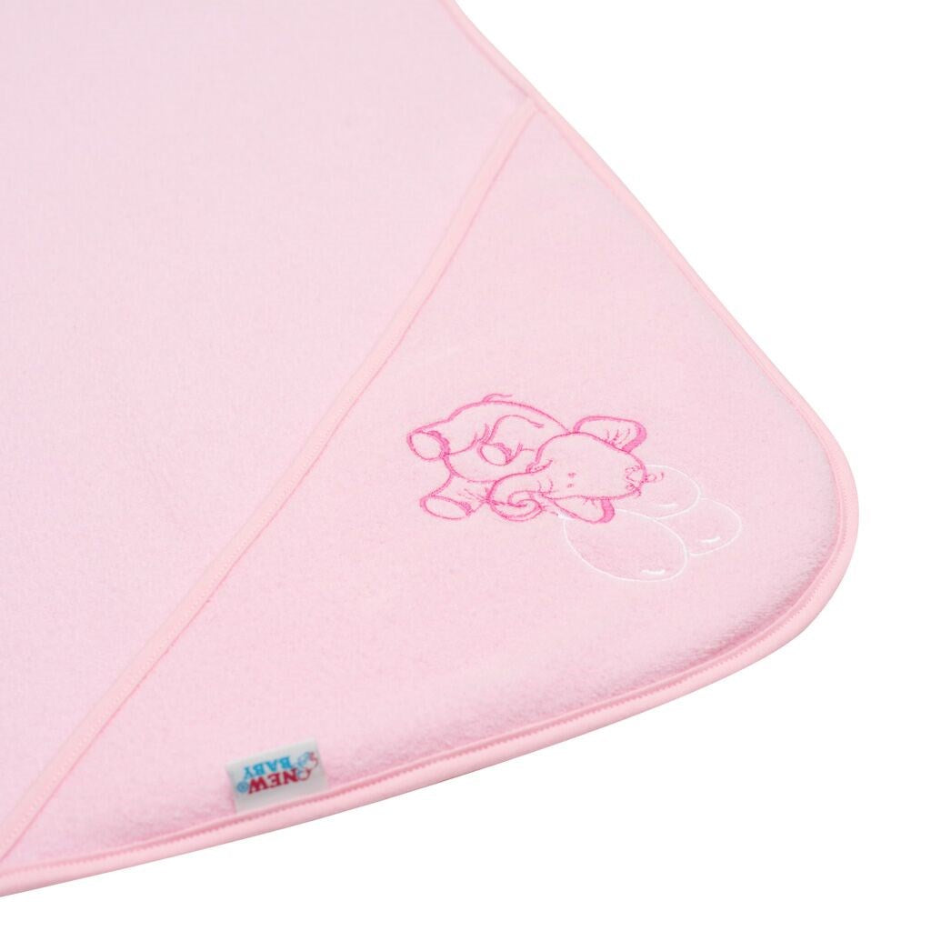 Gyermek frottír törölköző hímzéssel és kapucnival New Baby 80x80 rózsaszín elefánt