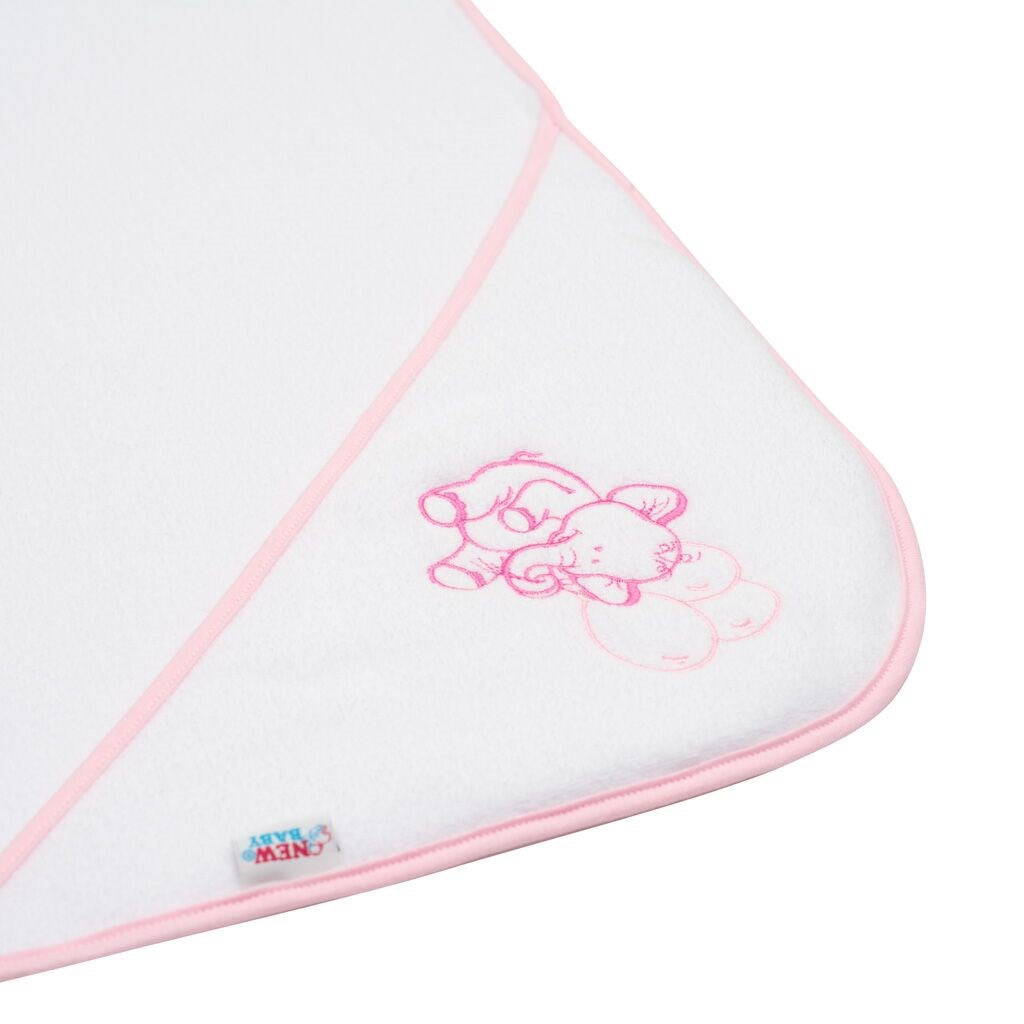Gyermek frottír törölköző hímzéssel és kapucnival New Baby 80x80 fehér elefánt