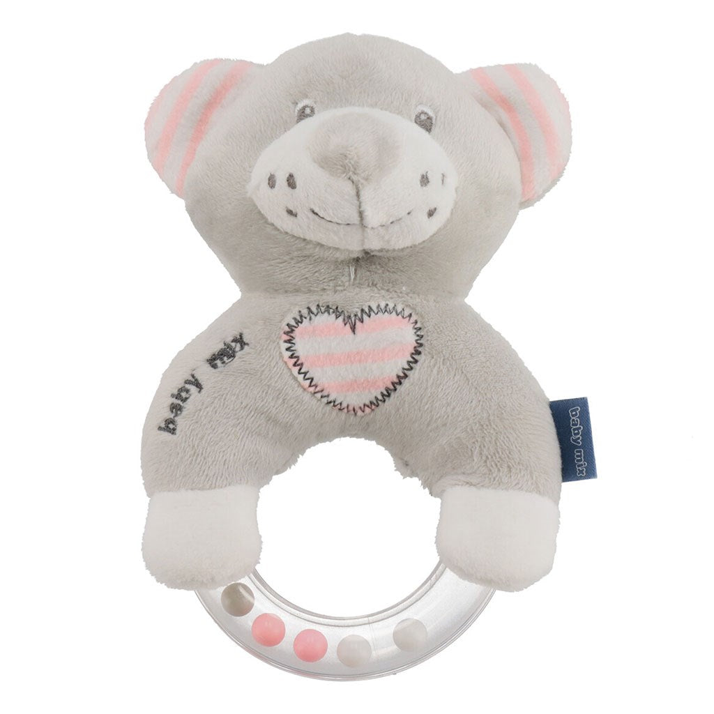 Csörgős plüss játék Baby Mix maci rózsaszín