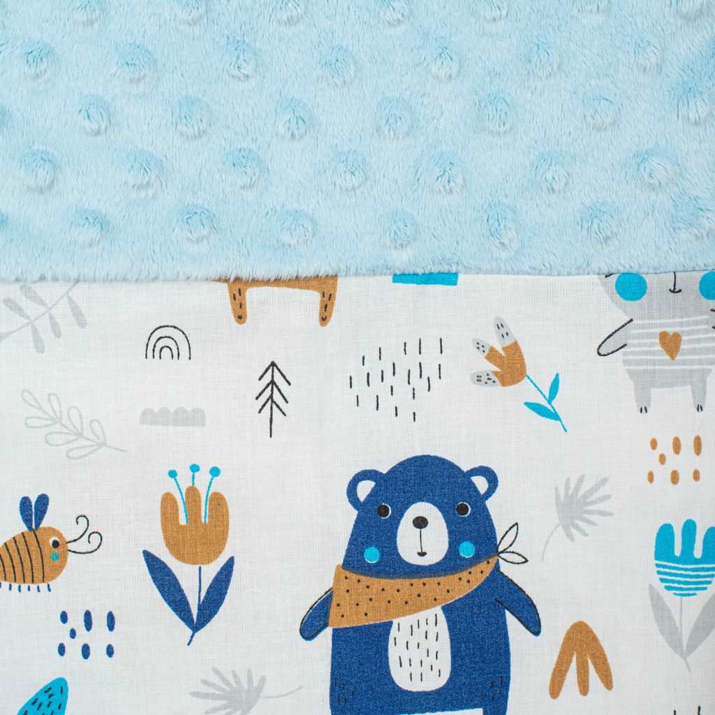 Luxus babafészek párnával és paplannal New Baby Minkyből kék