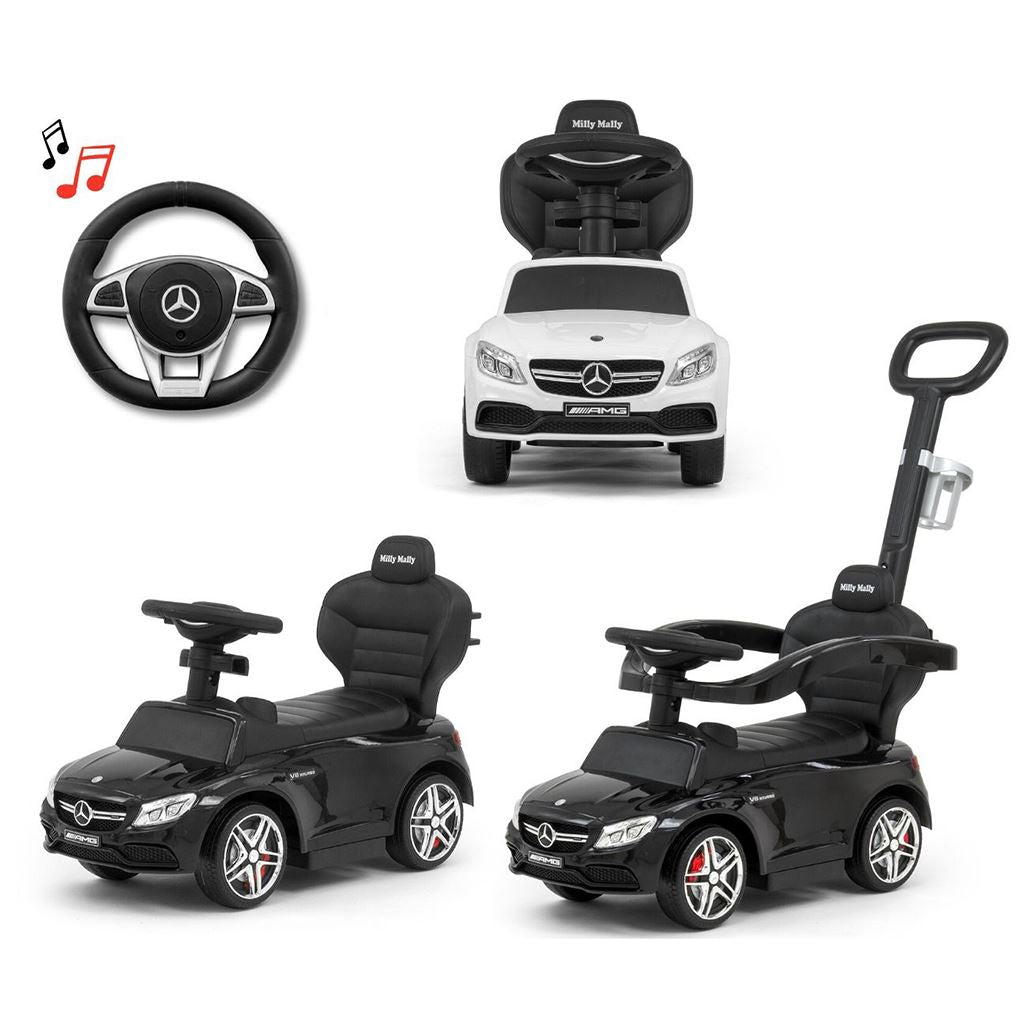 Bébitaxi tolókarral Mercedes Benz AMG C63 Coupe Milly Mally black