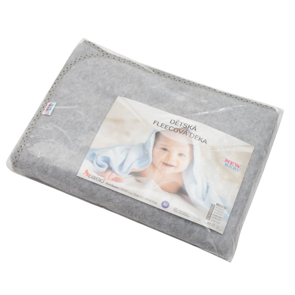 Gyerek fleece takaró New Baby 100x75 szürke csillagok
