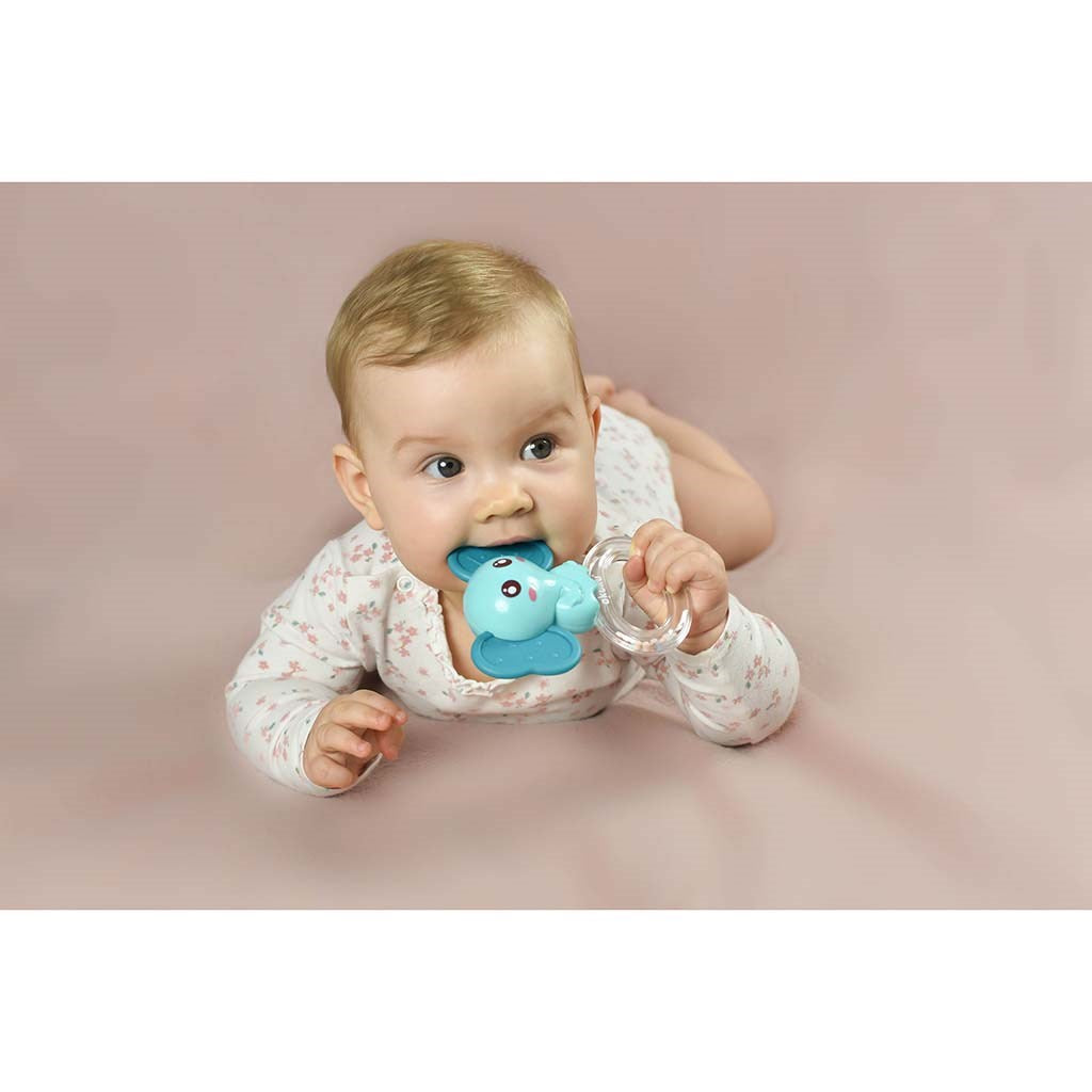 Szilikon rágóka csörgővel Akuku Elefánt