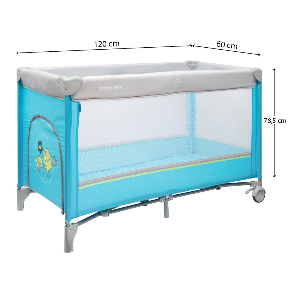Gyermek utazóágy Baby Mix Veréb világoskék