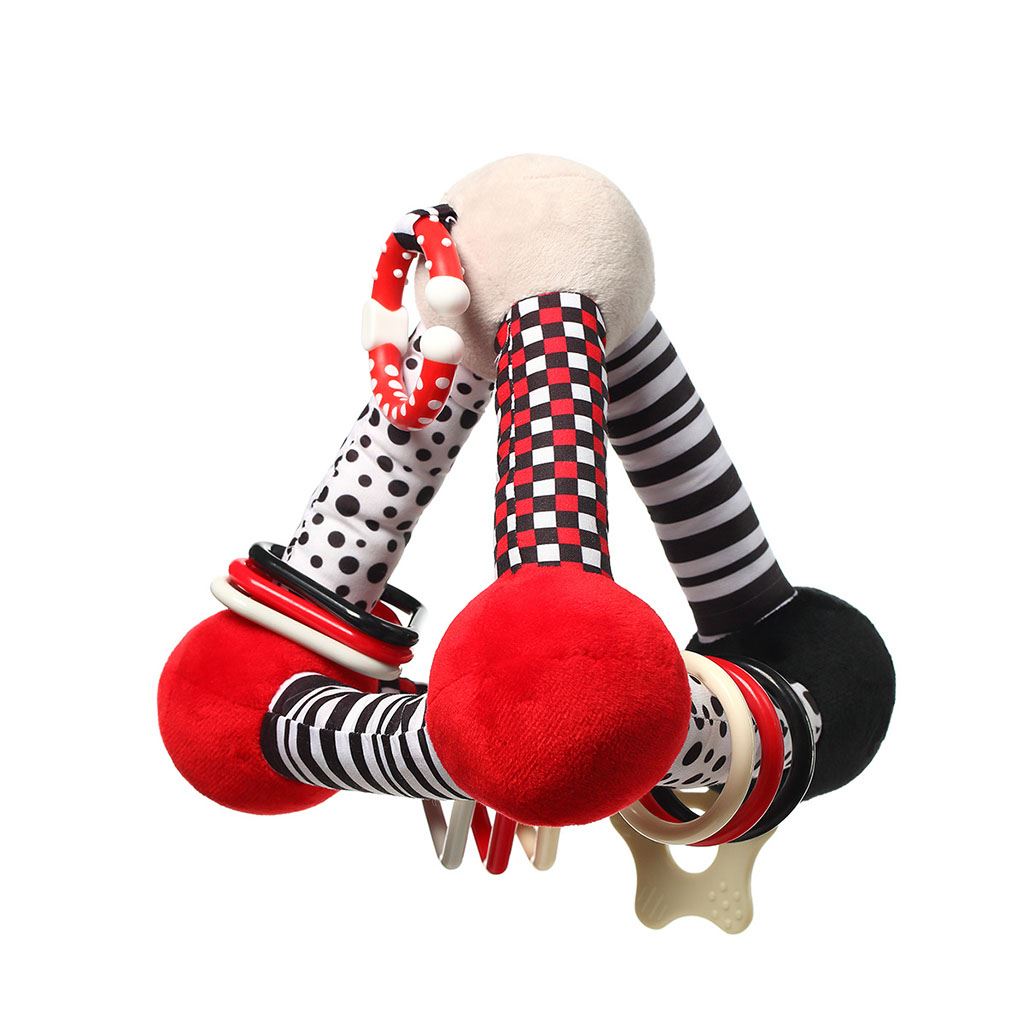 Fejlesztő játék Baby Ono Tiny Yoga red piramis