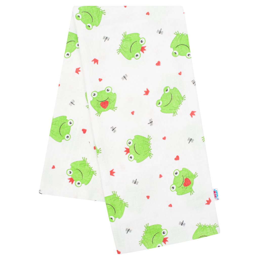 Flanel pelenka nyomtatott mintával New Baby fehér Béka