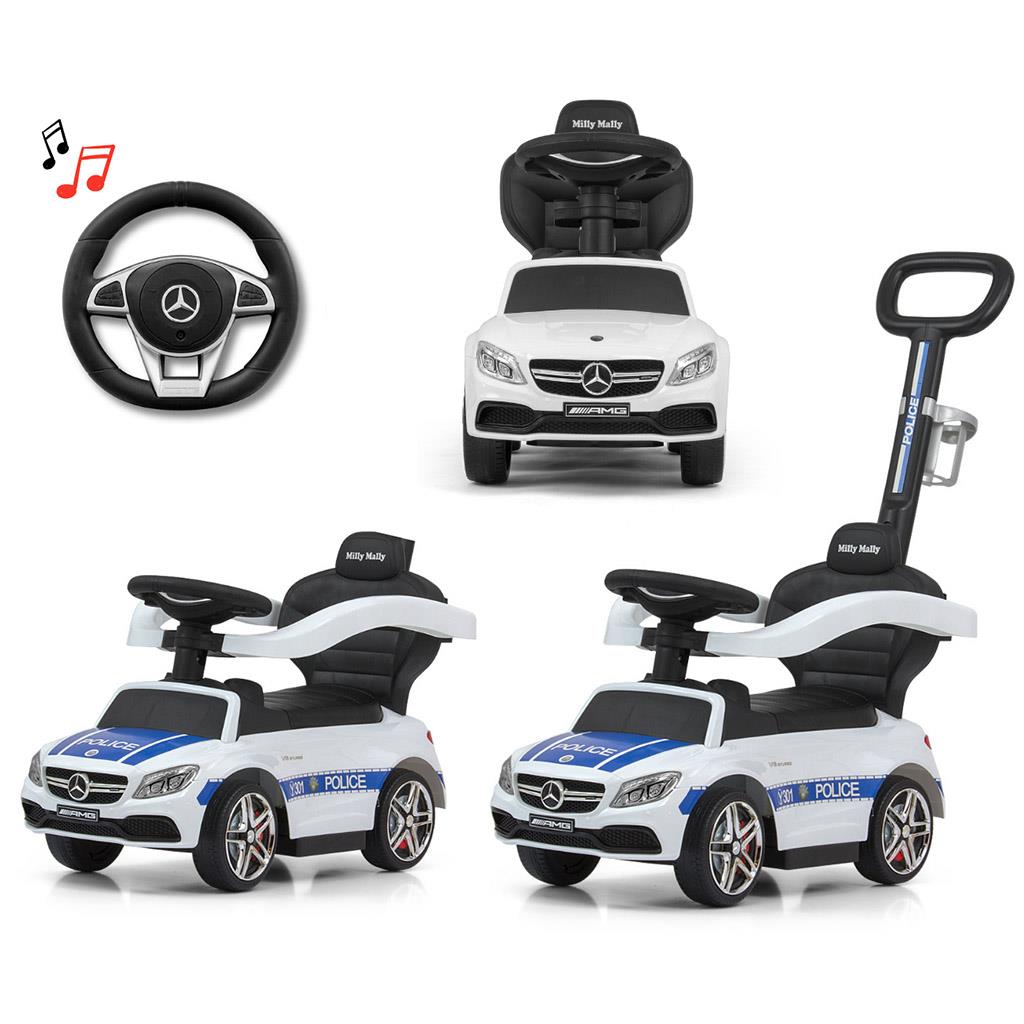 Bébitaxi tolókarral Mercedes Benz AMG C63 Coupe Milly Mally Police